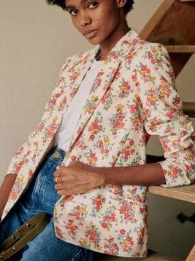 Sezane Gracie Floral Linen Blazer Size 38 (6)